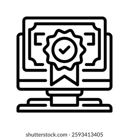 Certificate line icon. Universal creative premium symbol. Vector sign icon logo template. Vector illustration