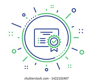Certificate line icon. Verified document sign. Accepted or confirmed symbol. Quality design elements. Technology certificate button. Editable stroke. Vector