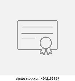 Certificate line icon for web, mobile and infographics. Vector dark grey icon isolated on light grey background.