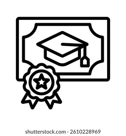 Certificate Line Vector Illustration On White Background.