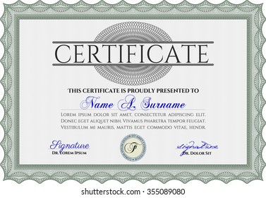 Certificate. With linear background. Vector illustration.Elegant design. 