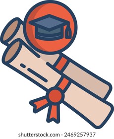 Certificate linear color vector illustration