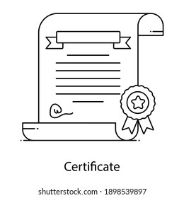 
Icono lineal de certificado, estilo de línea de logro 