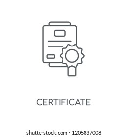 Certificate linear icon. Certificate concept stroke symbol design. Thin graphic elements vector illustration, outline pattern on a white background, eps 10.