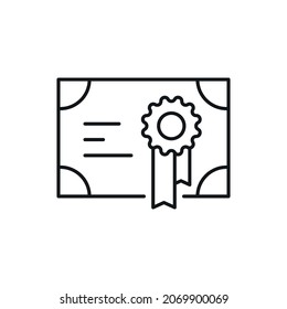 Certificate linear icon. Thin line customizable illustration. Vector isolated outline drawing. Editable stroke
