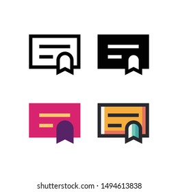 Certificate logo icon design in four style. Line, Solid, Flat Gradient and Color Line style