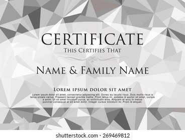 certificate low poly style graphic design template.