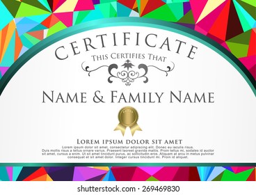 certificate low poly style graphic design template.