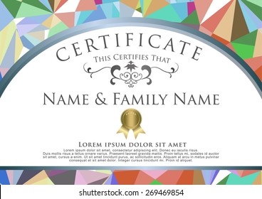certificate low poly style graphic design template.