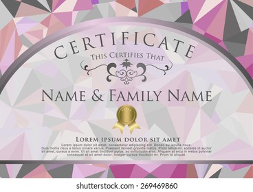 certificate low poly style graphic design template.