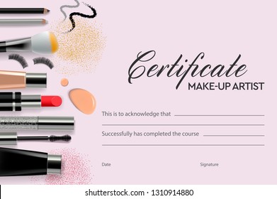Certificate makeup school, vector illustration. svg