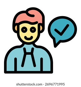 Icono aprobado del administrador de certificados. Gerente de certificado de contorno aprobado Vector icono de color plano aislado