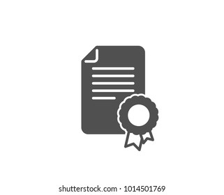 Certificate Medal simple icon. Diploma achievement symbol. Document with approved badge sign. Quality design elements. Classic style. Vector