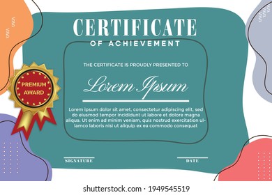 certificado con plantilla de vector de minimalismo de diseño memphis