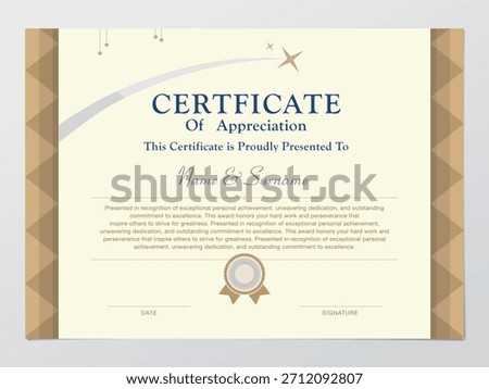 Certificate of Merit horizontal Suitable for various uses vector graphic 10 EPS
