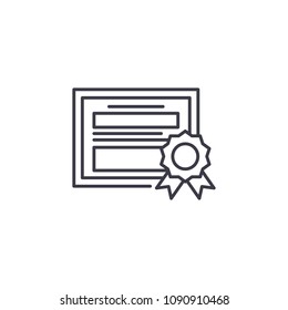 Certificate of merit linear icon concept. Certificate of merit line vector sign, symbol, illustration.