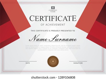Certificate modern style on red color