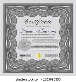 Certificado.  Patrón de dinero.  Con fondo.    Color gris.