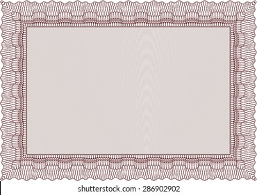 Certificate. Money style.With guilloche pattern. Excellent design. 