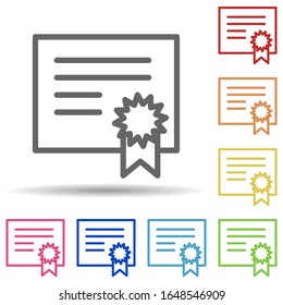 Certificate in multi color style icon. Simple thin line, outline vector of science icons for ui and ux, website or mobile application