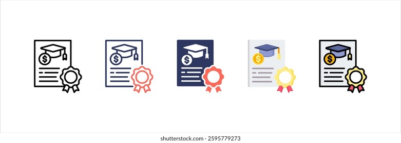 Certificate Multi Style Icon Set