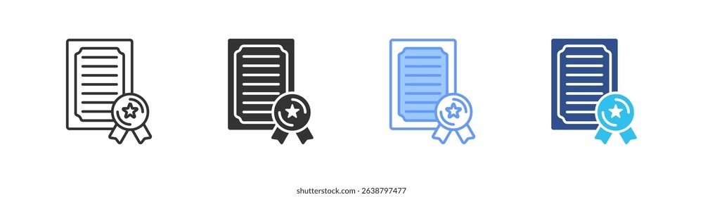 Certificate Multi Style Icon Set Vector