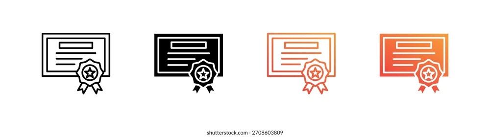 Certificate Multiple Style Icon Set