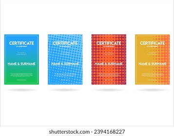 Certificate on Halftone dots modern colorful design future geometric patterns