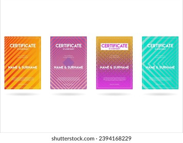 Certificate on Halftone dots modern colorful design future geometric patterns