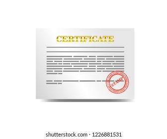 Certificate on white background