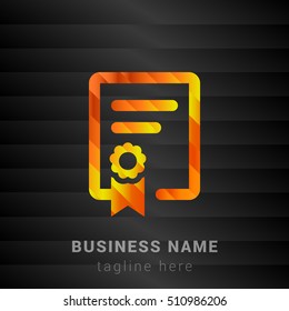 Certificate Orange, Yellow and Black silk fashion premium icon / Logo