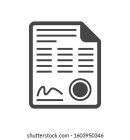 Certificate of origin. Document or contract pixel perfect vector icon isolated on white background. Vector illustration.