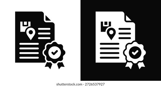 Ursprungszeugnis Symbol weißer und schwarzer Hintergrund