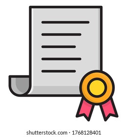 certificate outline filled flat icon education