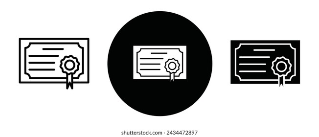 Certificate outline icon collection or set. Certificate Thin vector line art