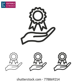 Certificate - outline icon on white background. Editable stroke. Vector illustration