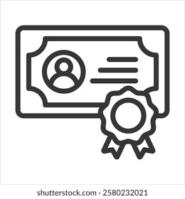 Certificate Outline Icon Vector Illustration