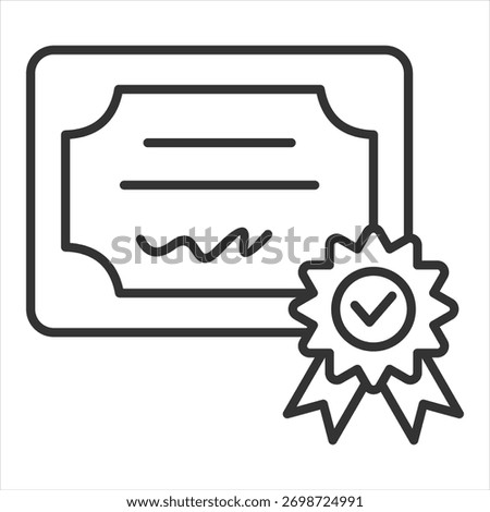 Certificate Outline Icon Vector Illustration