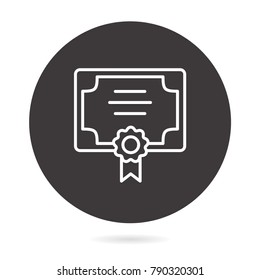 Certificate - outline vector icon. Illustration isolated. Line pictogram for design, infographic and website.