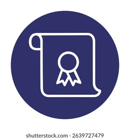 Certificate outline within a circle. Icon symbol illustration