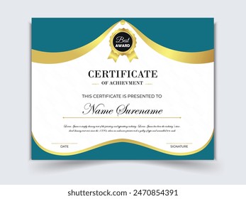Certificado de contribución sobresaliente diseño de la Plantilla de oro para el negocio y el premio al logro
