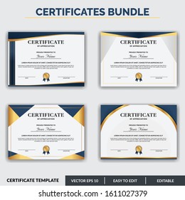 Certificate pack of appreciation award template design vector. Editable certificates design bundle. Easy to use for any event and business needs.