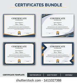 Certificate pack of appreciation award template design vector. Editable certificates design bundle. Easy to use for any event and business needs.