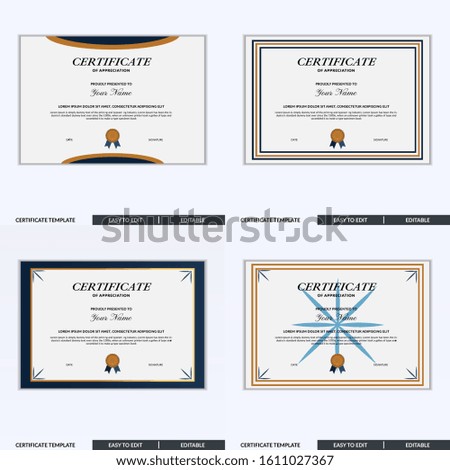 Certificate pack of appreciation award template design vector. Editable certificates design bundle. Easy to use for any event and business needs.