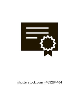 Certificate paper icon vector, clip art. With badge and ribbon. Also useful as logo, silhouette and illustration.