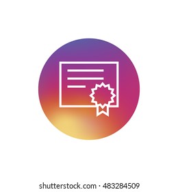 Certificate paper icon vector, clip art. With badge and ribbon. Also useful as logo, circle button, silhouette and illustration.