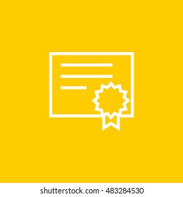 Certificate paper icon vector, clip art. With badge and ribbon. Also useful as logo, silhouette and illustration.