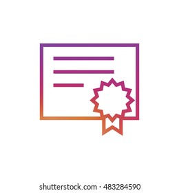 Certificate paper icon vector, clip art. With badge and ribbon. Also useful as logo, silhouette and illustration.