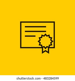 Certificate paper icon vector, clip art. With badge and ribbon. Also useful as logo, silhouette and illustration.
