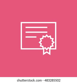 Certificate paper icon vector, clip art. With badge and ribbon. Also useful as logo, silhouette and illustration.